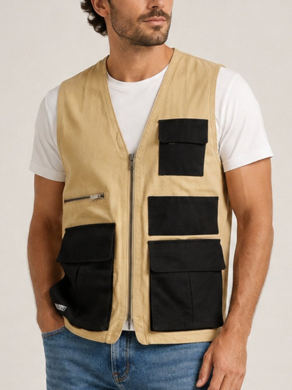 Pleasures now Khaki Tactical Vest with Black Accents streetwear size Large